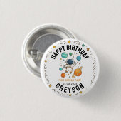 Space Adventure 1st Birthday | Outer Space Party 缶バッジ (正面&裏面)