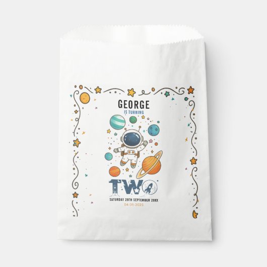 Space Adventure 2nd Birthday | Outer Space Party フェイバーバッグ (正面)