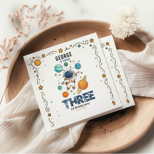 Space Adventure 3rd Birthday | 宇宙パーティー スタンダードカクテルナプキン
