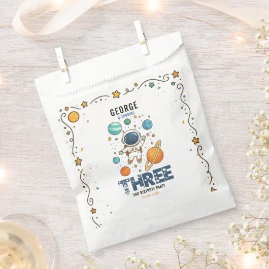 Space Adventure 3rd Birthday | Outer Space for Kid フェイバーバッグ (クリップ留めされた状態)