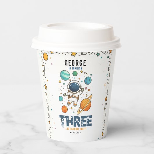 Space Adventure 3rd Birthday | Outer Space Party 紙コップ (正面)