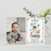 Space Adventure 3rd birthday | Outer Space photo 招待状 (スタンド正面)