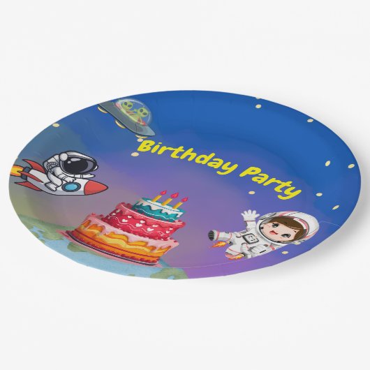 Space Adventure Birthday  ペーパープレート (アングル)