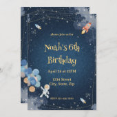  Space Adventure Birthday Invitation | Watercolor 招待状 (正面/裏面)