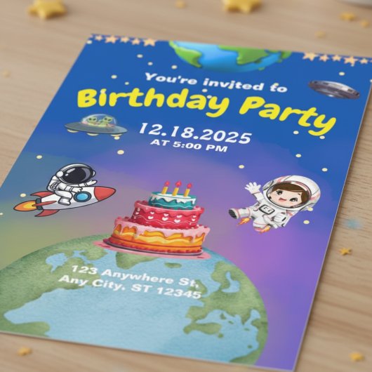 Space Adventure Birthday Invite 招待状