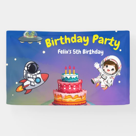 Space Adventure Birthday Invite 横断幕 (横)