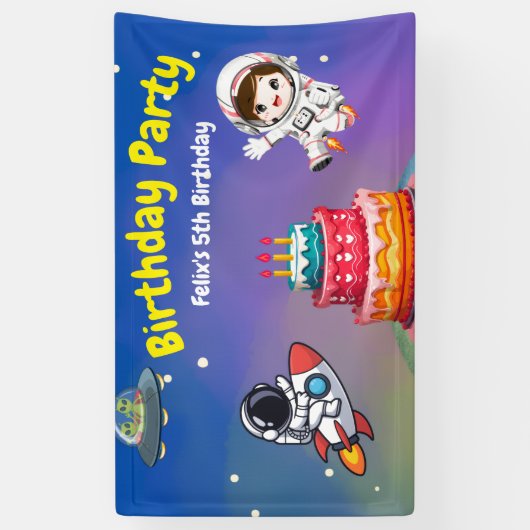 Space Adventure Birthday Invite 横断幕 (縦)