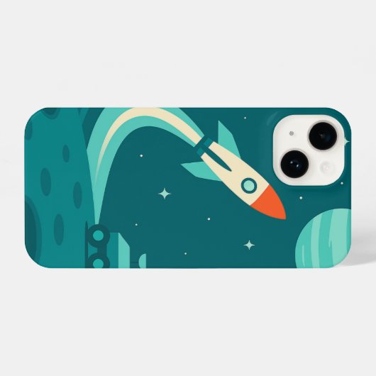 Space Adventure – Coque iPhone Fusée, Planète iPhoneケース (裏面横)
