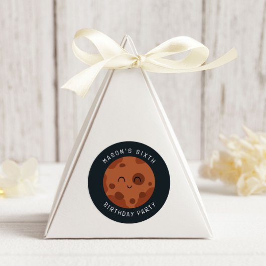 Space Adventure Playful Kids Birthday Cute Planet ラウンドシール