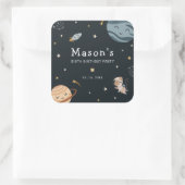 Space Adventure Playful Kids Birthday Party スクエアシール (バッグ)