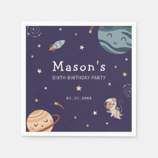 Space Adventure Playful Kids Birthday Party スタンダードカクテルナプキン
