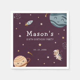 Space Adventure Playful Kids Birthday Party スタンダードカクテルナプキン
