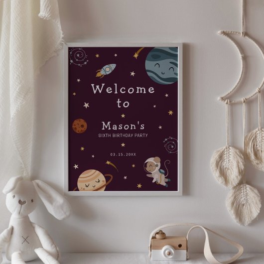 Space Adventure Playful Kids Birthday Party ポスター