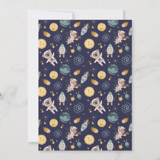 Space Adventure Playful Kids Birthday Party 招待状 (裏面)