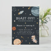 Space Adventure Playful Kids Birthday Party 招待状 (スタンド正面)