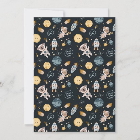 Space Adventure Playful Kids Birthday Party 招待状 (裏面)