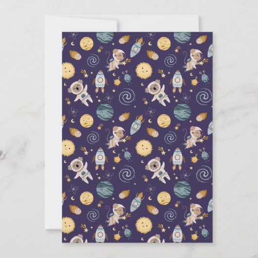 Space Adventure Playful Kids Birthday Party 招待状 (裏面)