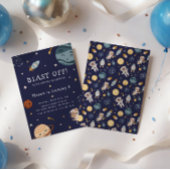 Space Adventure Playful Kids Birthday Party 招待状