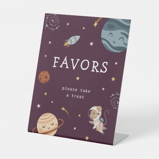 Space Adventure Playful Kids Birthday Party Favors 台座サイン (正面)