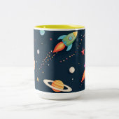 Space Adventure Rocket Kids Coffee Mug ツートーンマグカップ (中央)