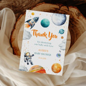 Space Adventure Thank You Card Rocket Planet  サンキューカード