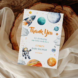 Space Adventure Thank You Card Rocket Planet  サンキューカード