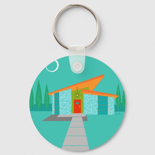 Space Age Cartoon Button Keychain キーホルダー (正面)
