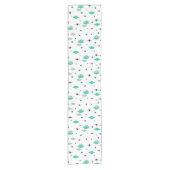 Space Age Diamonds Turquoise White ショートテーブルランナー (正面)