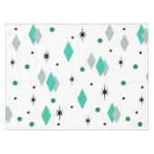 Space Age Diamonds Turquoise White テーブルクロス (正面(横))