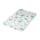 Space Age Diamonds Turquoise White バスマット (アングル)