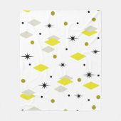 Space Age Diamonds Yellow Gray White フリースブランケット (正面)