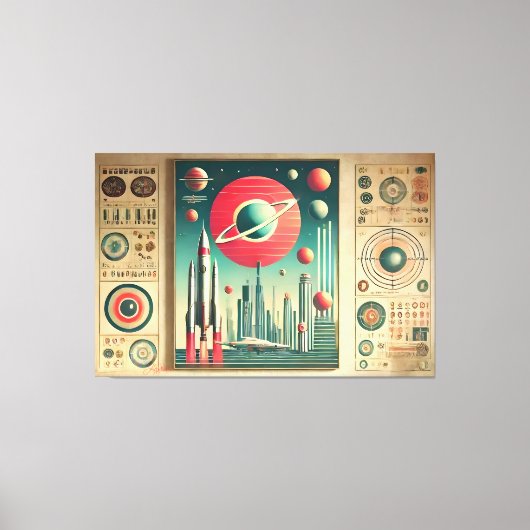 Space Age Interplanetary Coordinates Alien Relic キャンバスプリント (正面)