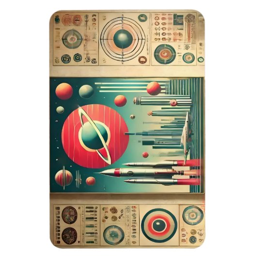 Space Age Interplanetary Coordinates Alien Relic マグネット (縦)