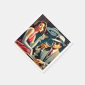 Space Age Las Vegas Gangster Martini Party スタンダードカクテルナプキン (角)