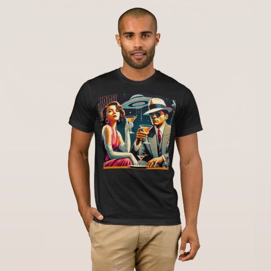 Space Age Las Vegas Gangster Martini Party Tシャツ (正面フル)