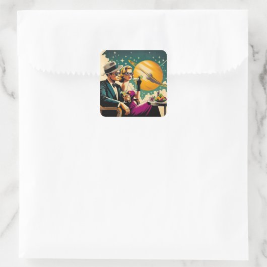 Space Age Las Vegas Martini Gangster Party スクエアシール (バッグ)