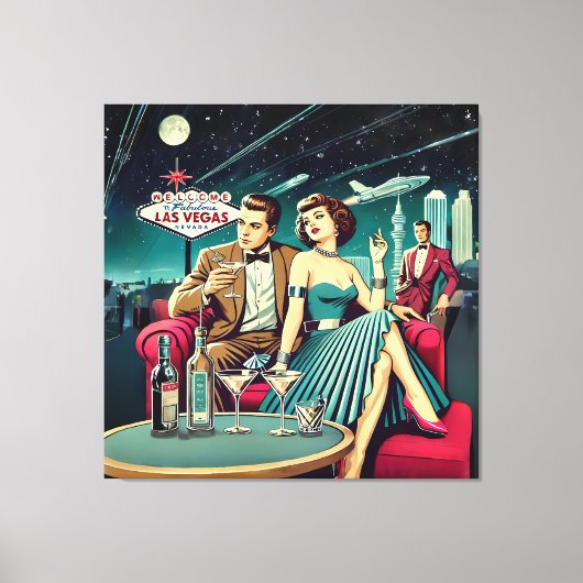 Space Age Las Vegas Martini Party キャンバスプリント (正面)