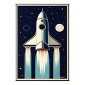 Space Age Retro 50s Rocket Ship フォトプリント (正面)