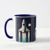 Space Age Retro 50s Rocket Ship マグカップ (左)