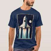 Space Age Retro 50s Rocket Ship Tシャツ (正面)