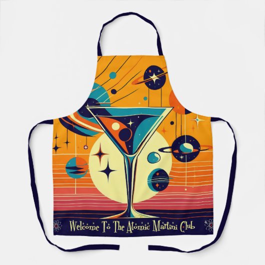 Space Age Welcome To The Atomic Martini Club エプロン (正面)