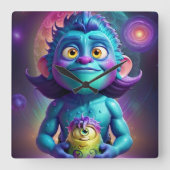 Space Alien & Friend スクエア壁時計 (正面)