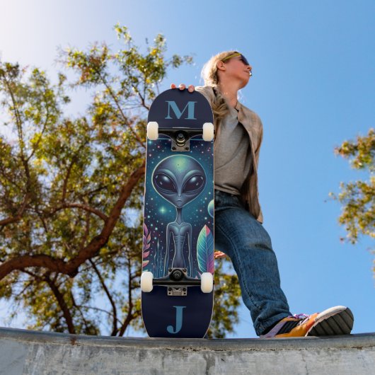 Space Alien Personalized Skateboard スケートボード (室外1)
