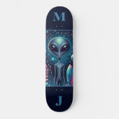Space Alien Personalized Skateboard スケートボード (正面)