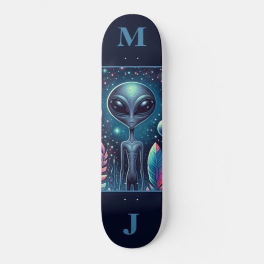 Space Alien Personalized Skateboard スケートボード (正面)