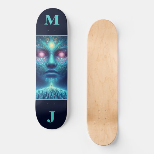 Space Alien Personalized Skateboard スケートボード (正面)
