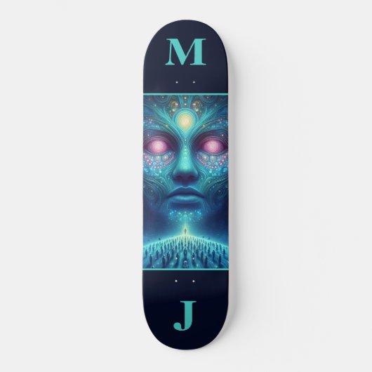 Space Alien Personalized Skateboard スケートボード (正面)