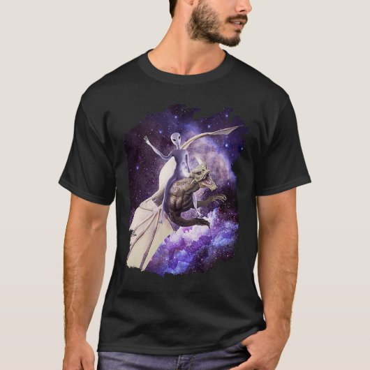 Space Alien Riding Dragon Tシャツ (正面)
