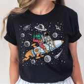 Space Alien Riding rockets T-Shirt - Astronaut  Tシャツ