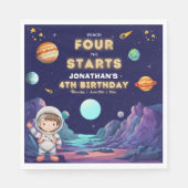Space Astronaut 4th Birthday Napkins スタンダードランチョンナプキン (正面)